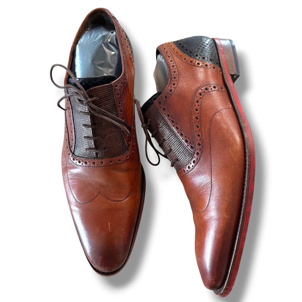 Floris van Bommel de Stapper Brown Wingtip loafers men’s Shoes size 8 cognac